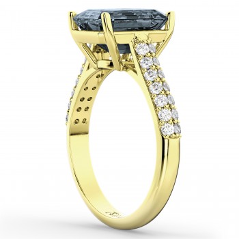 Emerald-Cut Gray Spinel & Diamond Ring 14k Yellow Gold (5.54ct)