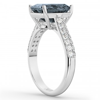 Emerald-Cut Gray Spinel & Diamond Ring 18k White Gold (5.54ct)