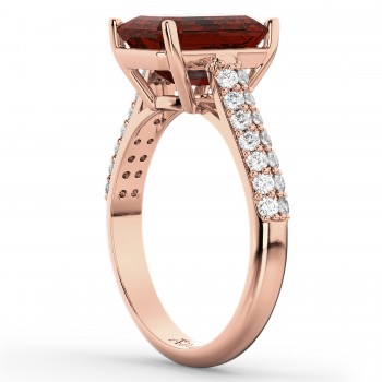 Emerald-Cut Garnet & Diamond Ring 14k Rose Gold (5.54ct)