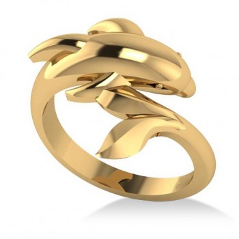 Summertime Dolphin Fashion Ring 14k Yellow Gold