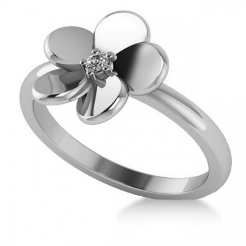 Diamond Flower Ladies Fashion Ring 14k White Gold (0.03ct)