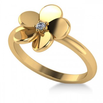 Diamond Flower Ladies Fashion Ring 14k Yellow Gold (0.03ct)