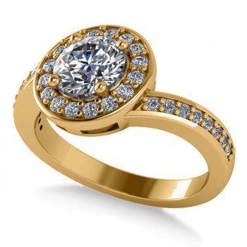 Round Diamond Halo Engagement Ring 14k Yellow Gold (1.40ct) - 28117L-14Y - Diamonds Crafted in striking 14k yellow gold this diamond a sku 28117L-14Y