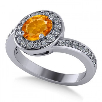 Round Citrine Halo Engagement Ring 14k White Gold (1.40ct) - 28117L-CT-14W - Diamonds Crafted in striking 14k white gold this diamond ac sku 28117L-CT-14W