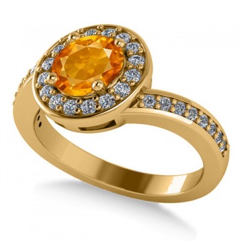 Round Citrine Halo Engagement Ring 14k Yellow Gold (1.40ct)