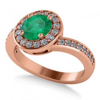 Round Emerald Halo Engagement Ring 14k Rose Gold (1.40ct)