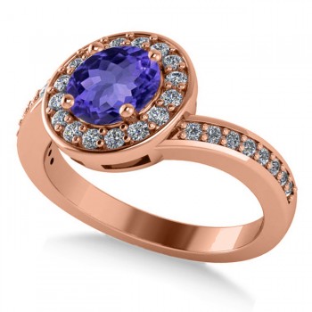Round Tanzanite Halo Engagement Ring 14k Rose Gold (1.40ct)