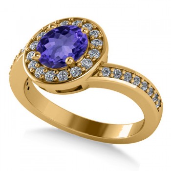 Round Tanzanite Halo Engagement Ring 14k Yellow Gold (1.40ct)