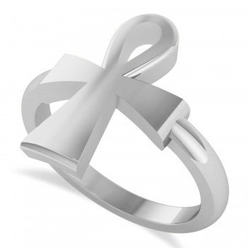 Ankh Egyptian Cross Ring 14K White Gold