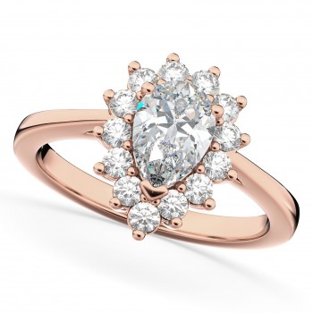 Halo Pear Shaped Diamond Engagement Ring 14k Rose Gold (1.12ct)