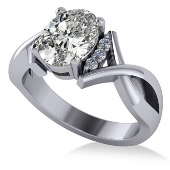 Twisted Oval Diamond Engagement Ring 14k White Gold (2.09ct)