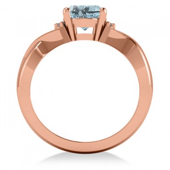 Twisted Oval Aquamarine Engagement Ring 14k Rose Gold (1.84ct)