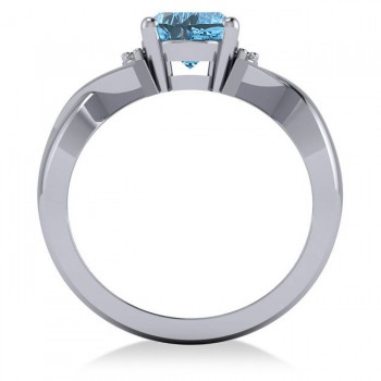 Twisted Oval Blue Topaz Engagement Ring 14k White Gold (2.59ct)