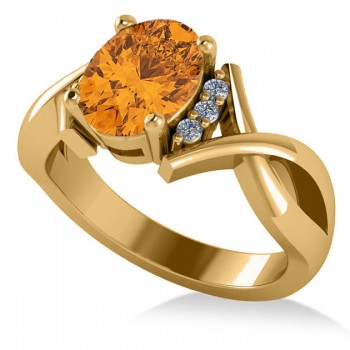 Twisted Oval Citrine Engagement Ring 14k Yellow Gold (1.84ct)