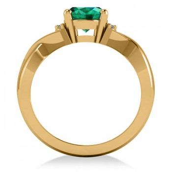 Twisted Oval Emerald Engagement Ring 14k Yellow Gold (1.99ct)
