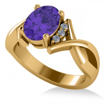 Twisted Oval Tanzanite Engagement Ring 14k Yellow Gold (2.29ct)