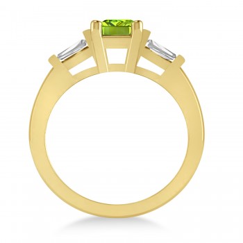 Peridot & Diamond Three-Stone Emerald Ring 14k Yellow Gold (1.85ct)