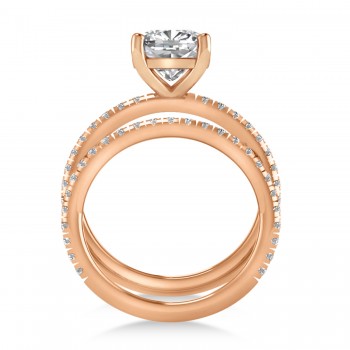 Moissanite & Diamond Cushion-Set Semi-Eternity Bridal Set 14K Rose Gold (2.77ct)