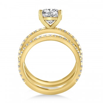 Moissanite & Diamond Cushion-Set Semi-Eternity Bridal Set 14K Yellow Gold (2.77ct)