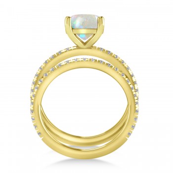 Opal & Diamond Cushion-Set Semi-Eternity Bridal Set 14K Yellow Gold (3.22ct)