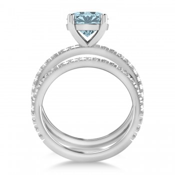 Aquamarine & Diamond Round-Set Semi-Eternity Bridal Set Palladium (2.82ct)