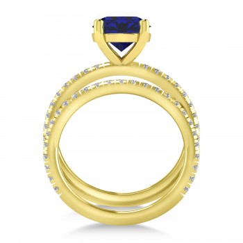 Blue Sapphire & Diamond Round-Set Semi-Eternity Bridal Set 14k Yellow Gold (2.92ct)