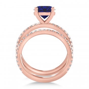 Blue Sapphire & Diamond Round-Set Semi-Eternity Bridal Set 18k Rose Gold (2.92ct)