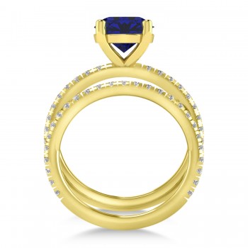 Blue Sapphire & Diamond Round-Set Semi-Eternity Bridal Set 18k Yellow Gold (2.92ct)