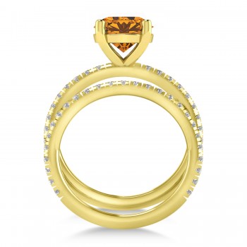 Citrine & Diamond Round-Set Semi-Eternity Bridal Set 14k Yellow Gold (2.42ct)