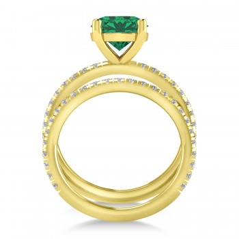 Emerald & Diamond Round-Set Semi-Eternity Bridal Set 18k Yellow Gold (2.92ct)