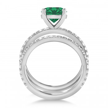 Emerald & Diamond Round-Set Semi-Eternity Bridal Set Platinum (2.92ct)
