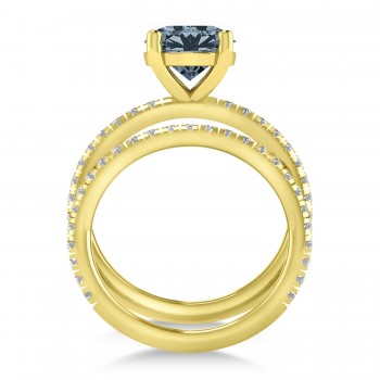 Gray Spinel & Diamond Round-Set Semi-Eternity Bridal Set 18k Yellow Gold (2.42ct)