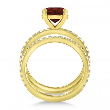 Garnet & Diamond Round-Set Semi-Eternity Bridal Set 14k Yellow Gold (3.12ct)