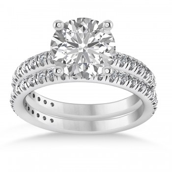 Lab Grown Diamond Round-Set Semi-Eternity Bridal Set Palladium (2.62ct)