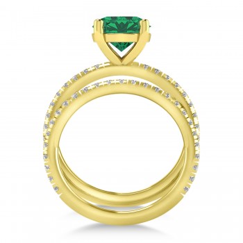 Lab Emerald & Diamond Round-Set Semi-Eternity Bridal Set 14k Yellow Gold (2.92ct)