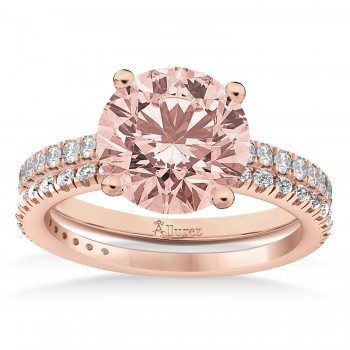 Morganite & Diamond Round-Set Semi-Eternity Bridal Set 14k Rose Gold (2.37ct)