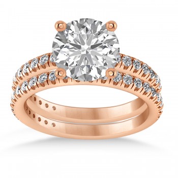 Moissanite & Diamond Round-Set Semi-Eternity Bridal Set 14k Rose Gold (2.22ct)