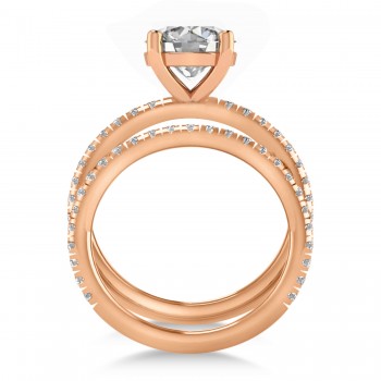 Moissanite & Diamond Round-Set Semi-Eternity Bridal Set 14k Rose Gold (2.22ct)