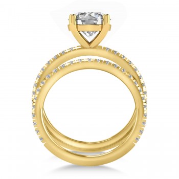 Moissanite & Diamond Round-Set Semi-Eternity Bridal Set 18k Yellow Gold (2.22ct)