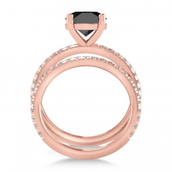 Onyx & Diamond Round-Set Semi-Eternity Bridal Set 14k Rose Gold (3.12ct)