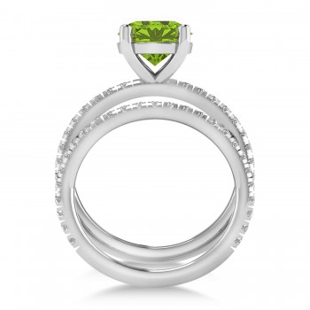 Peridot & Diamond Round-Set Semi-Eternity Bridal Set 14k White Gold (2.62ct)