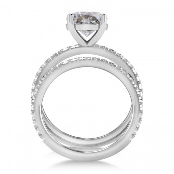 Salt and Pepper & White Diamond Round-Set Semi-Eternity Bridal Set Palladium (2.62ct)