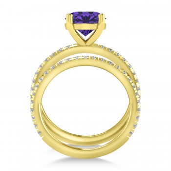 Tanzanite & Diamond Round-Set Semi-Eternity Bridal Set 14k Yellow Gold (2.92ct)