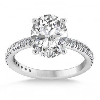 Diamond Oval-Set Engagement Ring 18k White Gold (3.36ct)