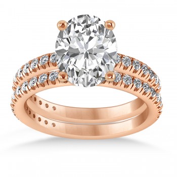 Diamond Oval-Set Semi-Eternity Bridal Set 14k Rose Gold (3.77ct)