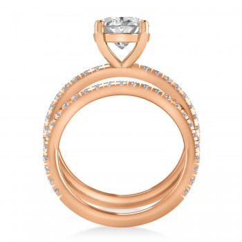 Diamond Oval-Set Semi-Eternity Bridal Set 14k Rose Gold (3.77ct)