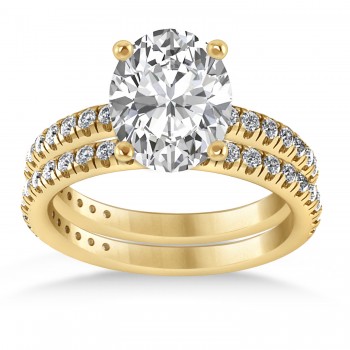 Diamond Oval-Set Semi-Eternity Bridal Set 14k Yellow Gold (3.77ct)