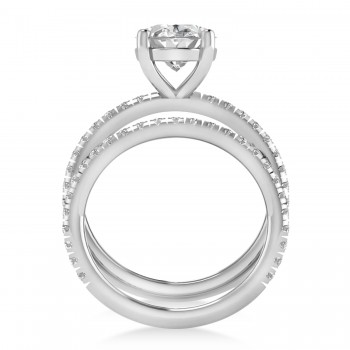 Diamond Oval-Set Semi-Eternity Bridal Set 18k White Gold (3.77ct)