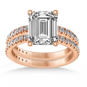 Diamond Emerald-Set Semi-Eternity Bridal Set 14k Rose Gold (3.77ct)