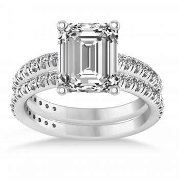 Diamond Emerald-Set Semi-Eternity Bridal Set Platinum (3.77ct)
